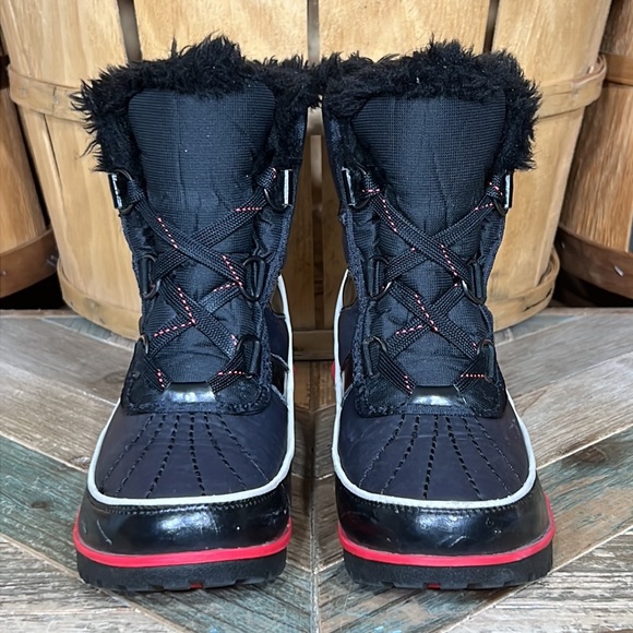 ♥️ Sorel ♥️ Tivoli II Black Red Faux Fur Waterproof Insulated Winter Snow Boots - Picture 4 of 11